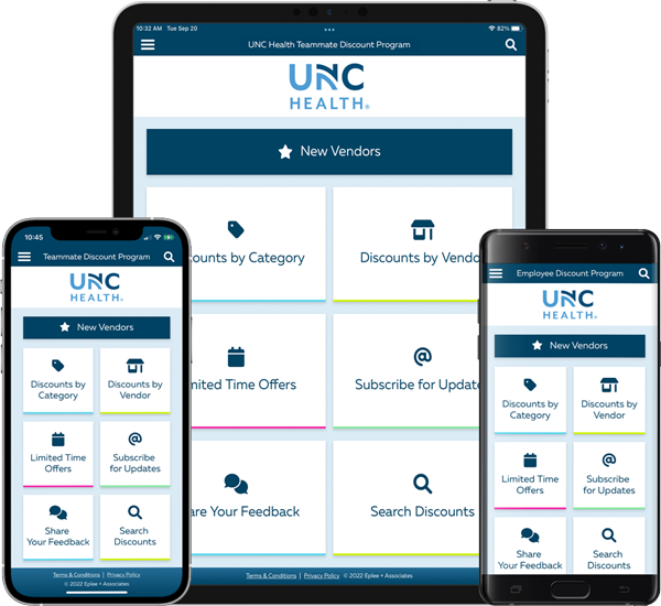 UNC Health Teammate Discount Program Mobile App Screenshots